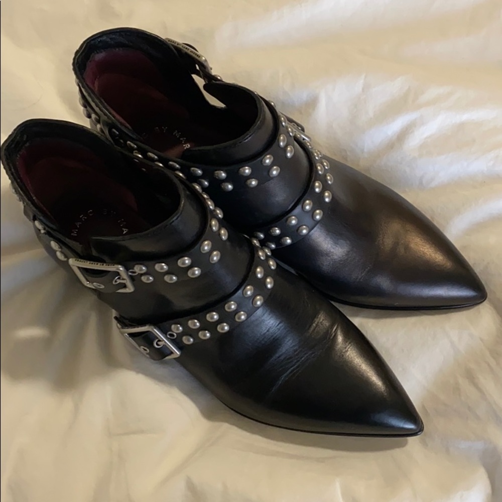 Marc by MarcJacobs Black Leather Studded Booties